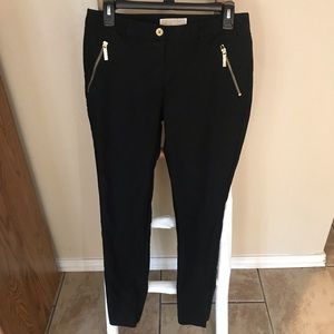 Michael Kors Black Skinny Slacks with Gold Zippers
